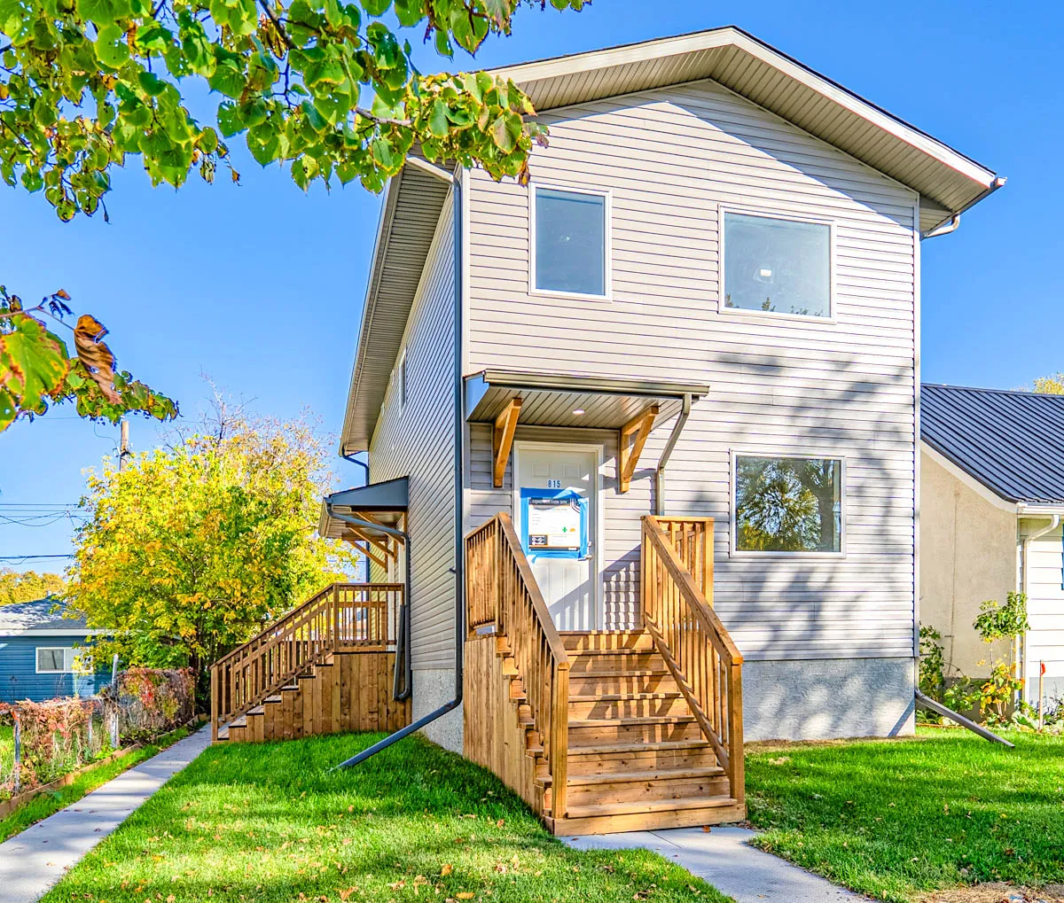 New-build home exterior, angled view